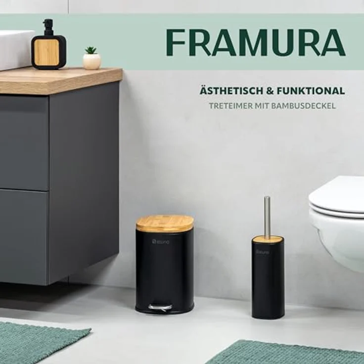 eluno Kosmetikeimer FRAMURA, 5 Liter, aus Metall und Bambus – Bild 2