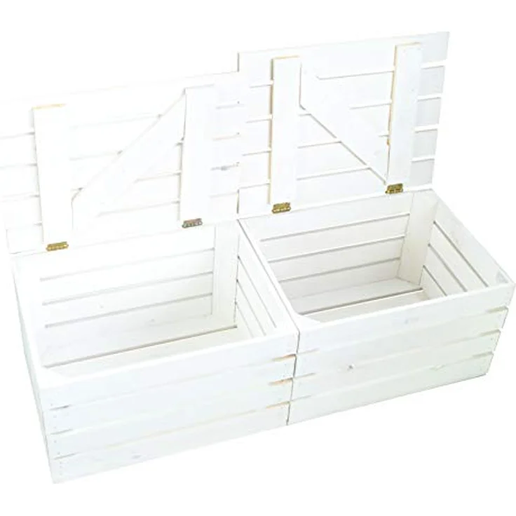 Kistenkolli Altes Land Allzweckkiste Holztruhe weiss mit Deckel 48 x 36 x 30cm (Spar-Set, 1er Set) – Bild 9