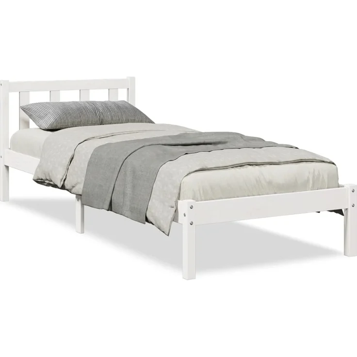 vidaXL Massivholzbett Extra Lang ohne Matratze Weiß 90x220 Kiefernholz 852445 – Bild 2