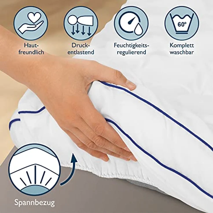 Beautissu BeauNuit MT Base, Komfortschaum Matratzenschoner, 3 cm Druckentlastung, waschbar bis 60°C, für Matratzen bis 40 cm Höhe – Bild 5