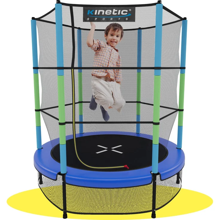 Kinetic Sports Gartentrampolin JUMPER 140, Ø 140 cm, Gummiseil Fun Jumper mit Sicherheitsnetz, Schutzpolster – Bild 1