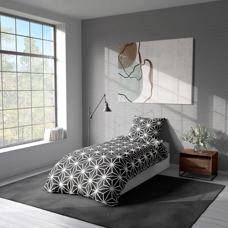 One Home Bettwäsche Stars, Mikrofaser, 4 teilig, grafische Sterne, modern Übergröße – Bild 3