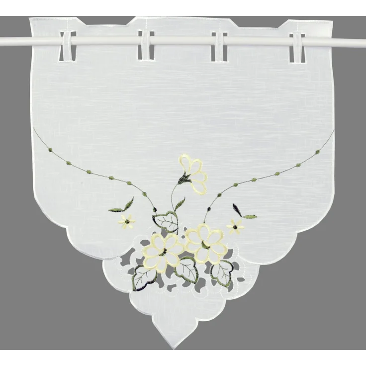 ARSVITA Fenstergardine mit Stickerei, Blumen oder Schmetterlingen bestickte 35x40cm Fensterbild, in vielen verschiedenen Designs verfügbar (Farbe: Gelb - Grün) – Bild 6