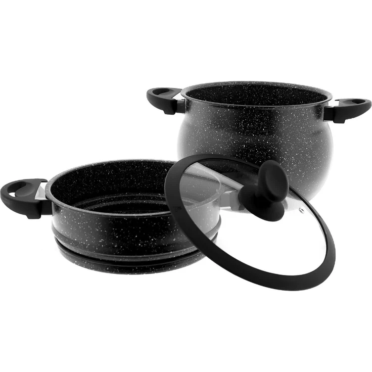 3 in 1 Kochtopf, Marmorbeschichteter Dampfgarer, Couscoussier, 8 Liter – Bild 2