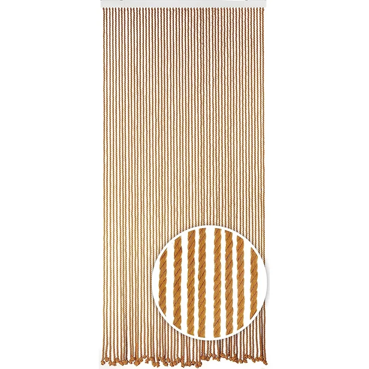 Kobolo Türvorhang Seilvorhang LIGHT BROWN 54 Stränge 90x200 cm, Ösen (1 St), transparent