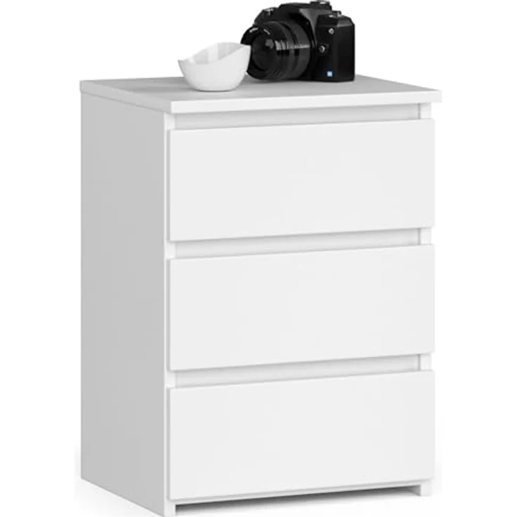 Home Collective Kommode 40 cm breit Holz Highboard Sideboard für Flur Schlafzimmer Wohnzimmer (Mehrzweckschrank Schrank schmal Kommode Schlafzimmer mit Schubladen), Kinderzimmer Organizer, 57 cm hoch mit 3 Schubladen weiß – Bild 2