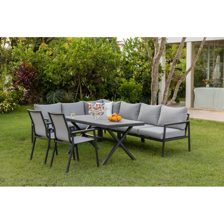 Gardissimo JOLIE Alu Ecklounge Gartenmöbel Sitzgruppe Nonwood grau – Bild 1