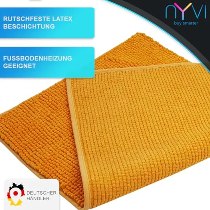 NYVI Badematte WC Vorleger NYVISpa Chenille Badvorleger, Höhe 20 mm, Polyester, Rutschfest, Saugfähig, Schnell Trocknend, Fußbodenheizung geeignet – Bild 5