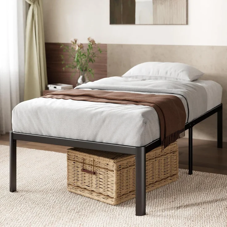 ZINUS Van Plattformbett aus Metall, 41 cm | Stahllattenrost | Für Erwachsene, Kinder, Jugendliche | Einfache Montage | Stauraum unter dem Bett | 90x200 cm | Schwarz – Bild 1