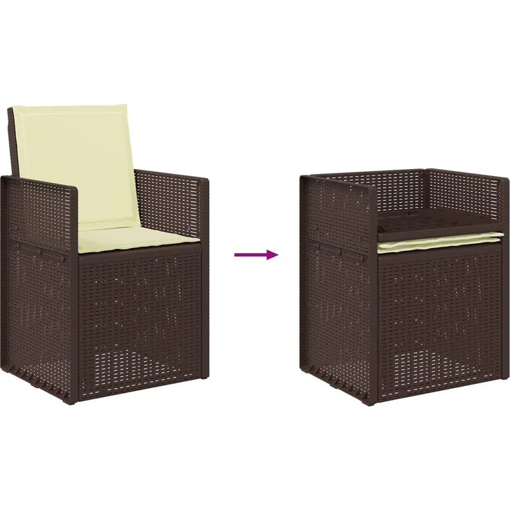vidaXL Garten Esszimmerstühle 2 pcs Braun und Creme PP 899993 – Bild 9