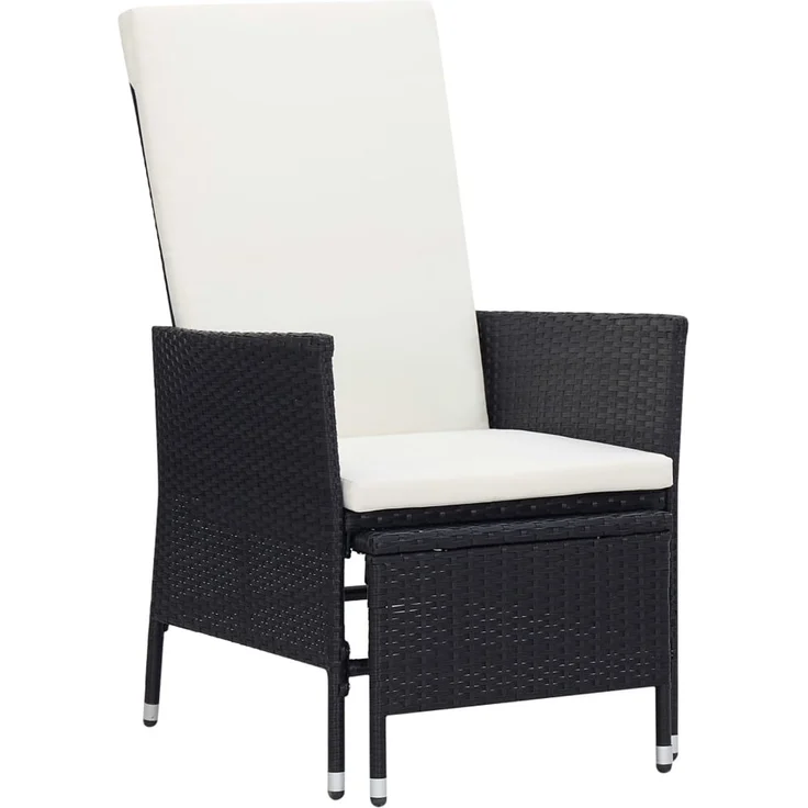 Garten-Liegestuhl, Sonnenliege, Liegestuhl mit Auflagen Poly Rattan Schwarz – Bild 1