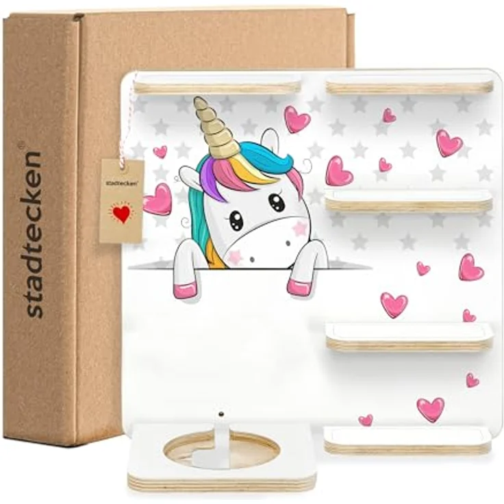 stadtecken Holzregal für Musikbox – Passend für Toniebox & ca. 40 Tonies | Perfekte Aufbewahrung fürs Kinderzimmer | Zum Aufhängen | Erweiterbar (Pony Buddy) – Bild 4