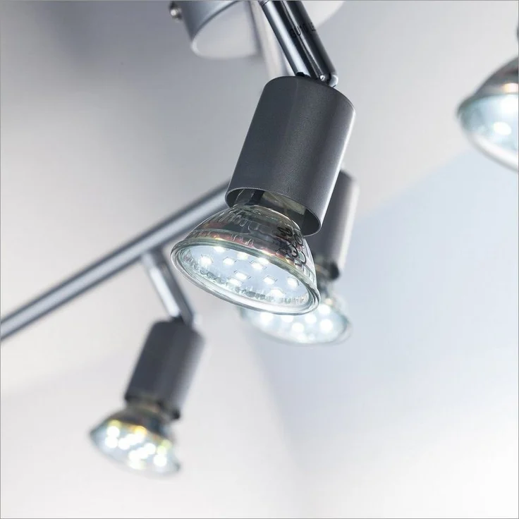 B. K. Licht - LED Deckenlampe schwenkbar, warmweiße Lichtfarbe, GU10 Fassung, LED Deckenleuchte, LED Lampe, Wohnzimmerlampe, Schlafzimmerlampe, Küchenlampe, Deckenstrahler, 120,4x12 cm, Titanfarbig – Bild 3