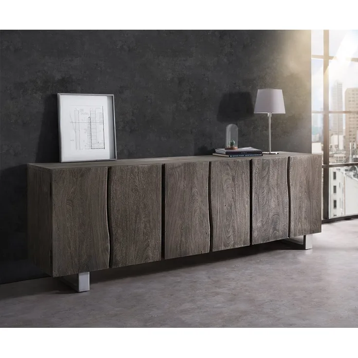 Delife 'Sideboard Live-Edge', 220 x 46 x 75 cm (BxTxH), Akazie, 6 Türen
