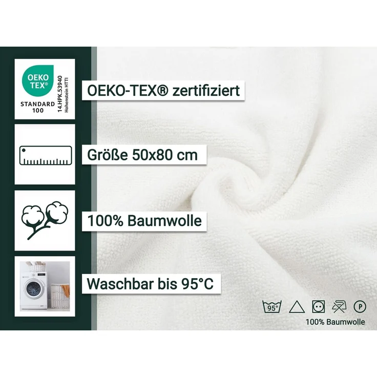 ZOLLNER 2er Set Badevorlagen 100% Baumwolle, 50x80 cm, weiß – Bild 3