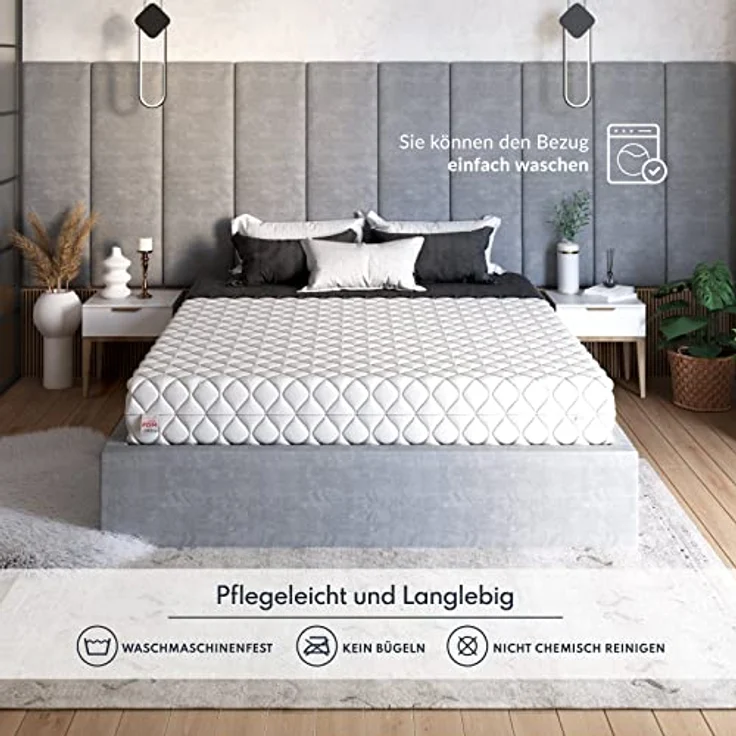 FDM Livia Matratze 160x200 cm Schaumstoffmatratze Härtegrad H3 11 cm Höhe Profilierter Schaum 7-Zonen Hochelastischer HR T25 mit Wellenschnitt Polyester – Bild 7