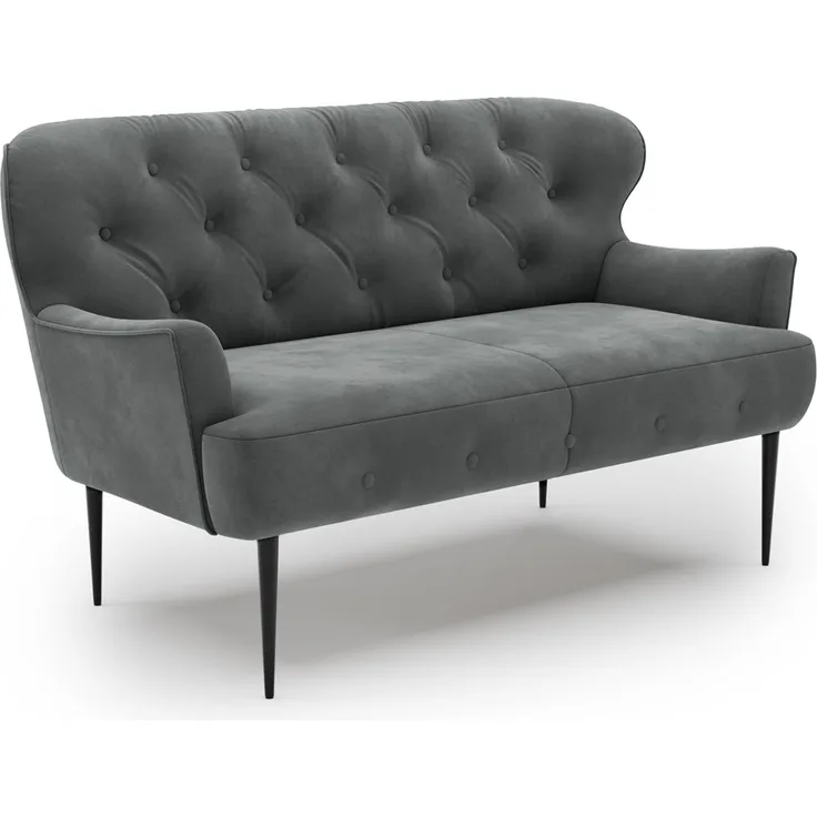 CAVADORE 2-Sitzer Küchensofa Amba, Trendige Sitzbank für Küche oder Esszimmer / 153 x 97 x 87 / Hochwertiges Mikrofaser: Grau