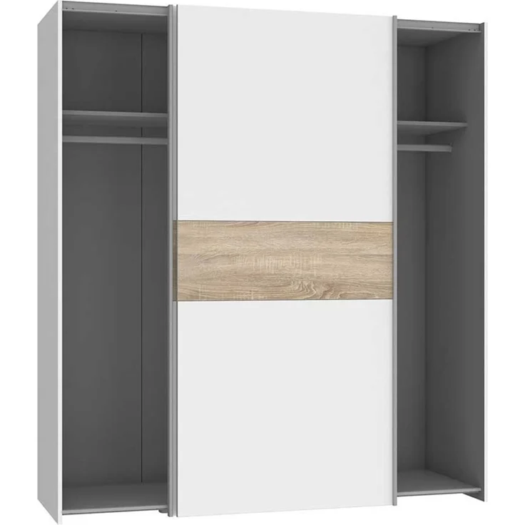 FORTE 'Nigel / Longline' Schwebetürenschrank, Holzwerkstoff Weiß/Holzfarben, 170 x 191 x 61 cm – Bild 3