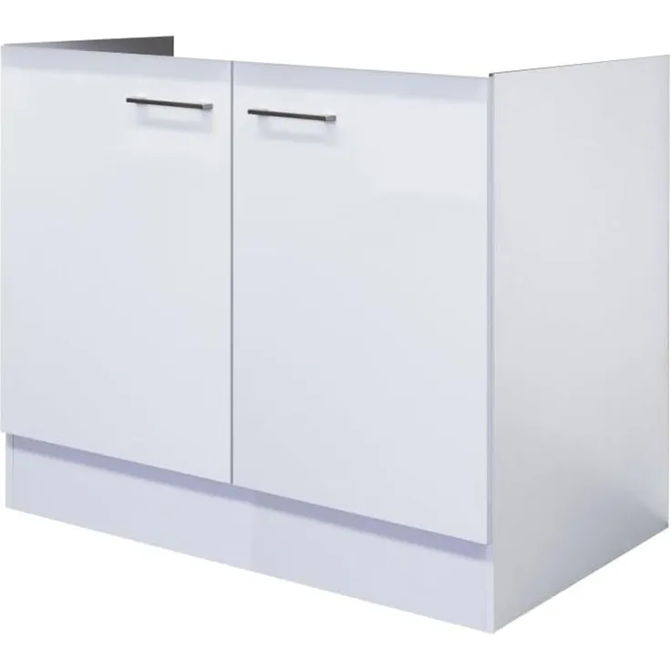Flex-Well Spülenunterschrank Spülenunterschrank ohne Arbeitsplatte - 100 cm breit - Weiß – Nawa