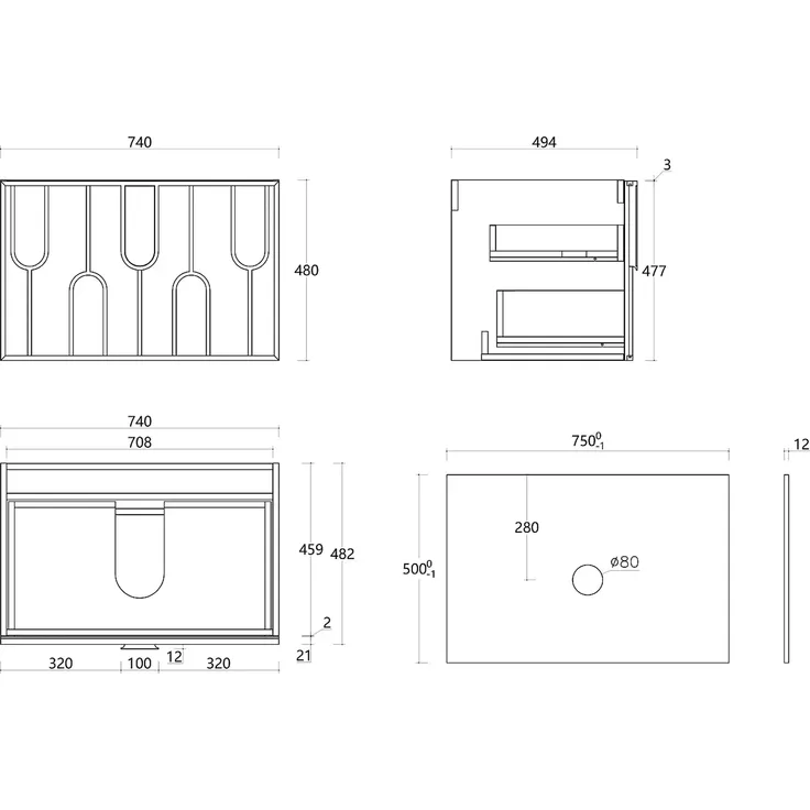 Vente-unique - MERKAN Waschbeckenmöbel Holz, Platte Beige - B 50 cm x H 49 cm x L 75 cm – Bild 6