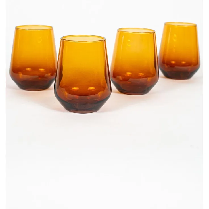 Hermia Concept 'New Iconic 425 - Amber' Gläser-Set (4-teilig), Bernstein, 8,9 x 8,9 x 11 cm, 425 ml