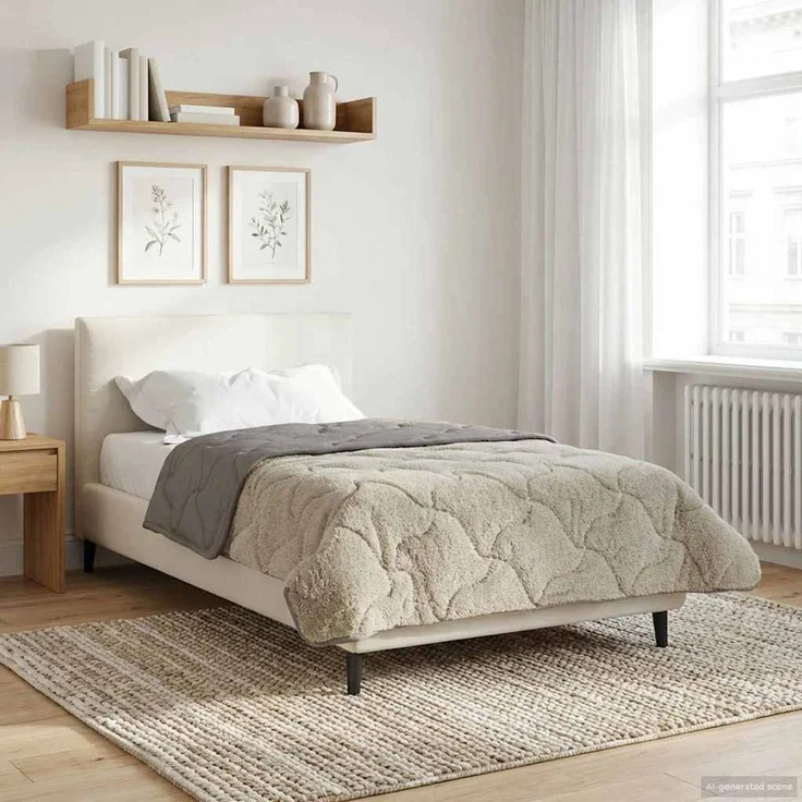 vidaXL Winterbettdecke Gepolstert Hellgrau 155x220 cm 42026320 – Bild 4