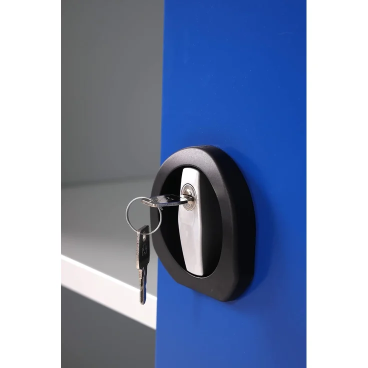 Putzmittelschrank, 92x195x42cm, grau/blau – Bild 8