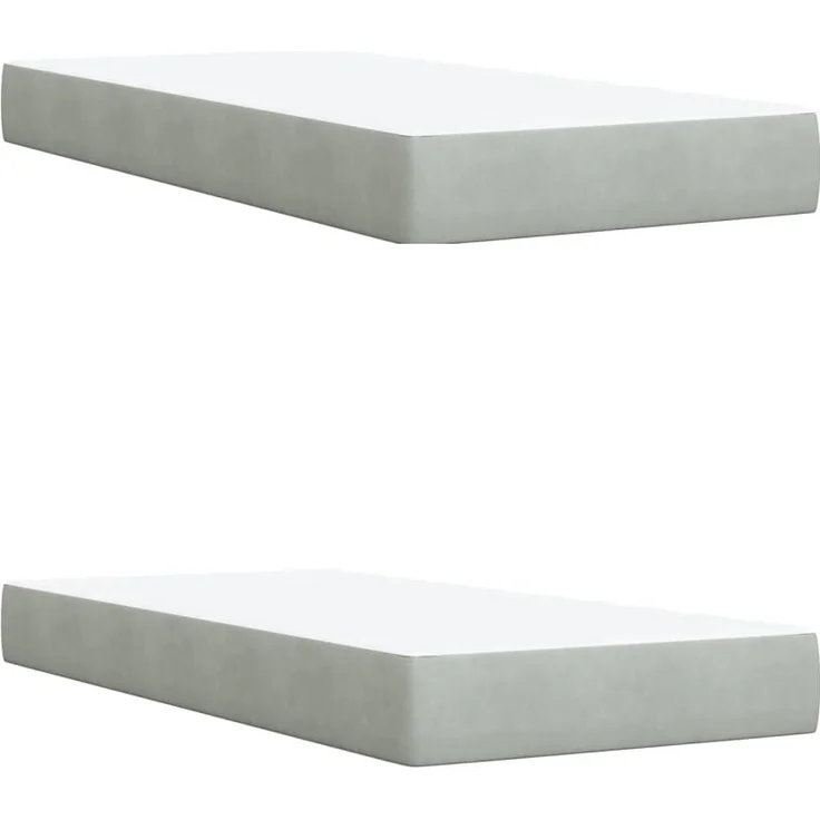 vidaXL Boxspringbett mit Matratze Hellgrau 200x200 cm Samt 3287830 – Bild 3