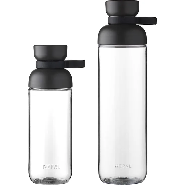 Mepal Trinkflaschen Vita - Wasserflaschen Duo Pack - Flaschen für Uni, Arbeit, Fitness, Outdoor, Job - Stoßfest, Auslaufsicher - BPA-frei & Spülmaschinenfest - 500 & 900 ml - Nordic Black