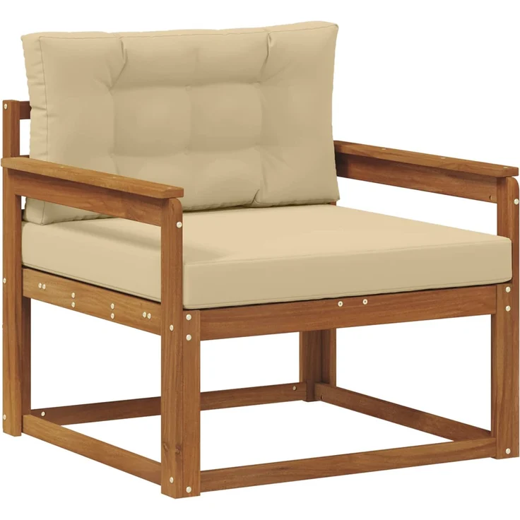 vidaXL Outdoor Mittelsofa Massivholz Akazie Natur und Beige 3436260 – Bild 2