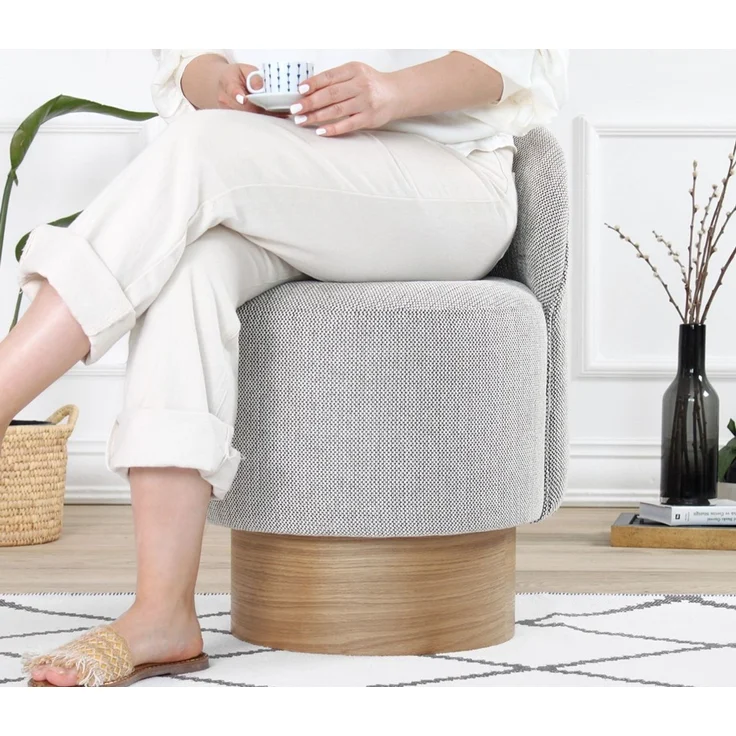 Hanah Home 'Barren Puf - Grey' Pouffe, Grau, 47 x 66 x 47 cm – Bild 3