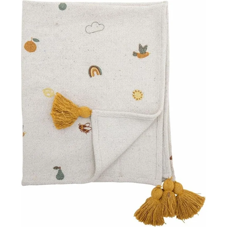 Bloomingville Agnes Recycelte Baumwolle Decke 100x80 cm Natur