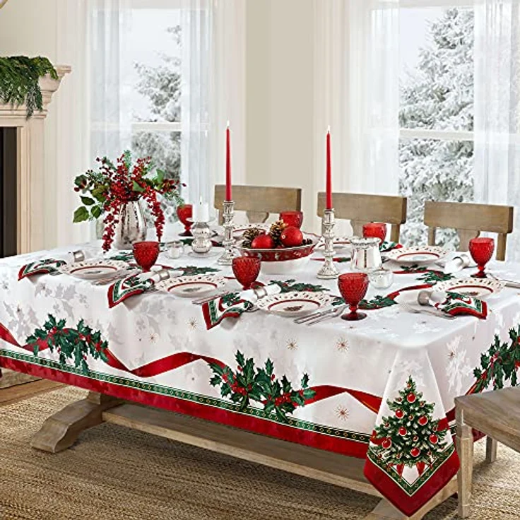 Elrene Villeroy & Boch Toy's Delight Weihnachts-Tischdecke, Weihnachts-Tischdekoration, 152,4x213,4 cm, rechteckig – Bild 3