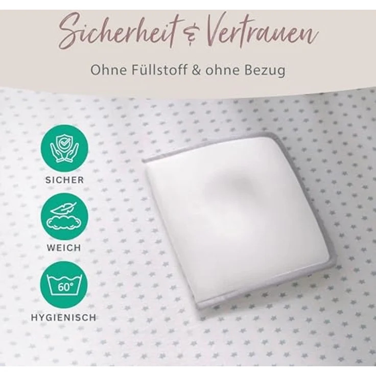 Theraline Babykissen gegen Plattkopf, ergonomisches Babykissen Plagiozephalie, sicheres 3D Abstandsgewebe gegen Verformung, Größe 1 (bis ca. 7 kg) (grau) – Bild 5