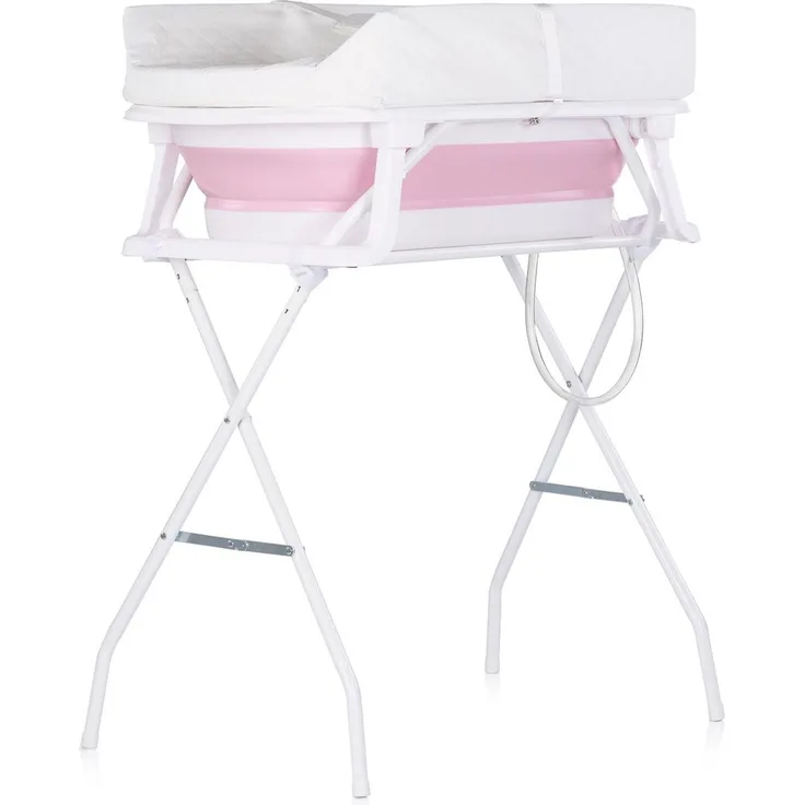Chipolino Babywanne, Wickeltisch 2 in 1 Sonata Ständer faltbar Thermometer 11 kg rosa