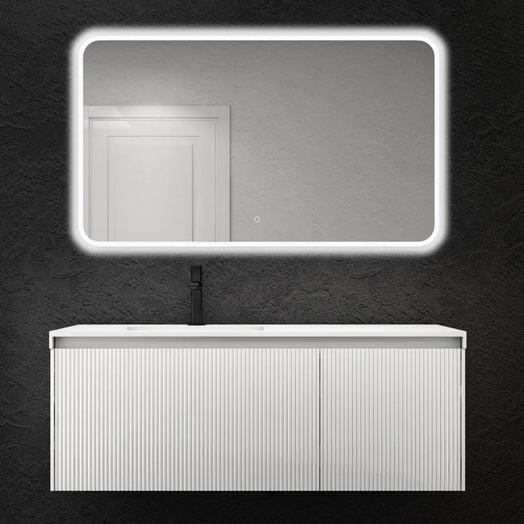 doporro Badmöbel-Set Mineraguss Waschbeckenunterschrank Badezimmermöbel Soft-Close Santa – Bild 1