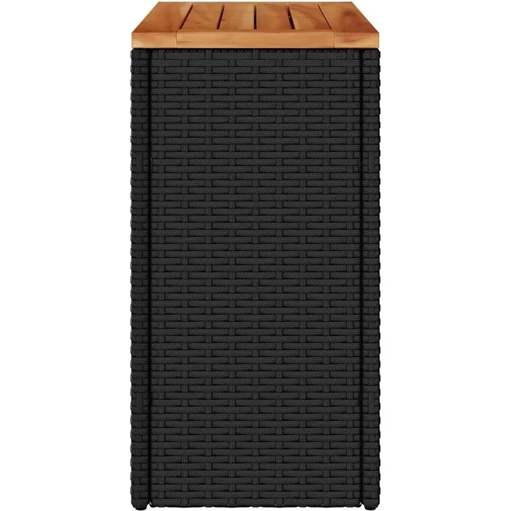 Gartentisch, Beistelltisch, Balkontisch mit Holzplatte Schwarz 58 x 27,5 x 55 cm Poly Rattan – Bild 6