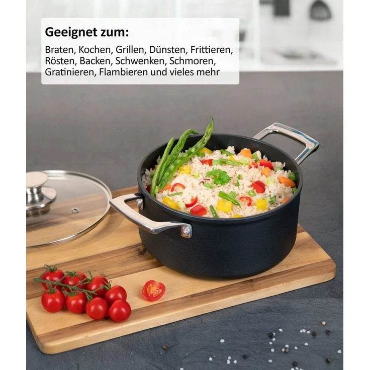 Genius Topf-Set Cerafit Plasma Kochgeschirr Set 3-tlg Pfanne 20 cm + Topf 24 cm, Aluminium (Set 3-tlg), 3-lagige Antihaft-Beschichtung, induktionsgeeignet – Bild 2