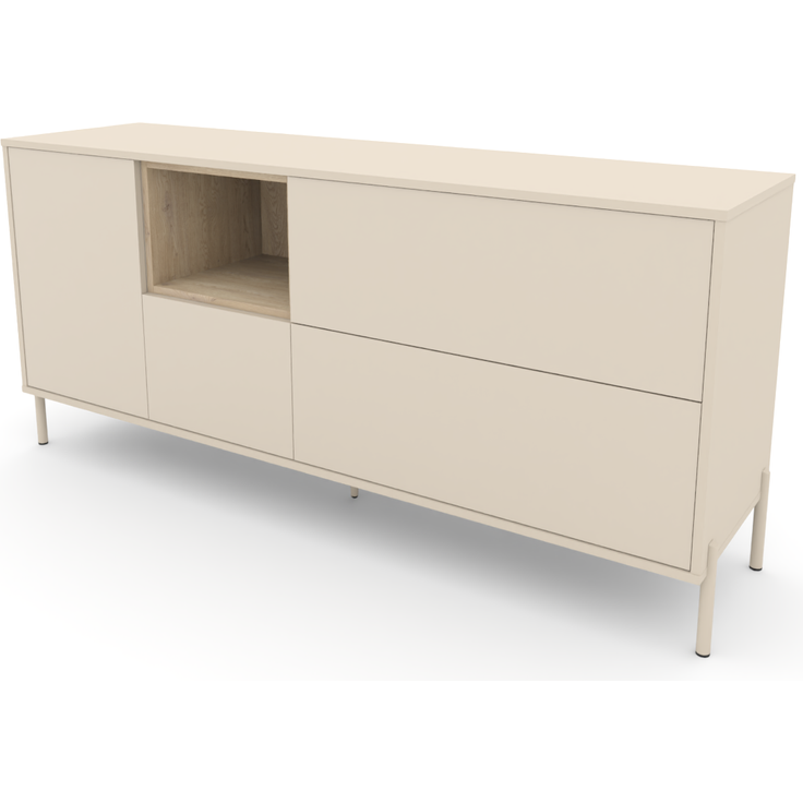 Sideboard HYGGE mit 1 Tür, 3 Schubladen, 1 offenes Fach, Cashmere Weiß