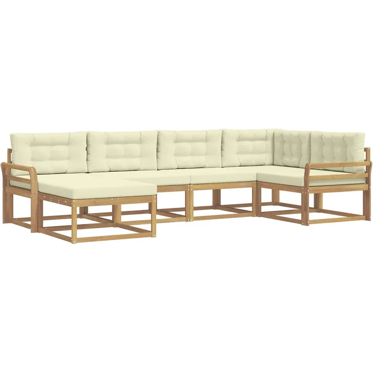 vidaXL Outdoor-Sofagarnitur 6 stk. 6-Sitzer Weiß und Creme Polyester 3386689 – Bild 2