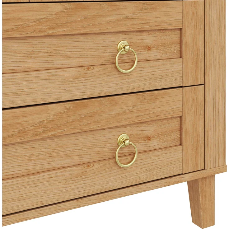 DESVIAE Garderobenschrank Natur aus MDF/Spanplatte – 76x184x50 cm – LED-Beleuchtung, 2 Schubladen – Bild 9