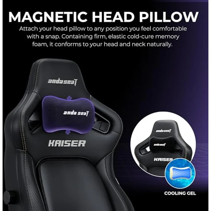 Anda Seat Kaiser 4 Gaming Stuhl Ergonomisch - Großer Gamerstuhle für Erwachsene mit 4-Stufen LendenwirbelstüTZE, Leinenstoff, Nacken- & Rückenstütze, Gamer Stuhl Schwarz Stoff – Bild 7