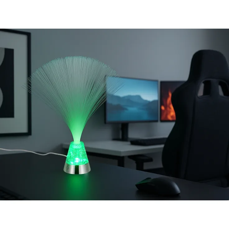 Coole Faserlampe mit RGB Farbwechsel, auch Batteriebetrieb geeignet, Höhe 31,5cm