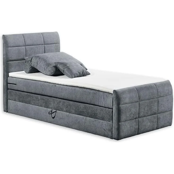 KUBA 2 Boxspringbett 120x200 mit Bettkasten, Anthrazit - Bequemes Bett mit 7-Zonen-Federkern Matratze & Komfortschaum Topper - 123 x 113 x 220 cm (B/H/T) – Bild 2