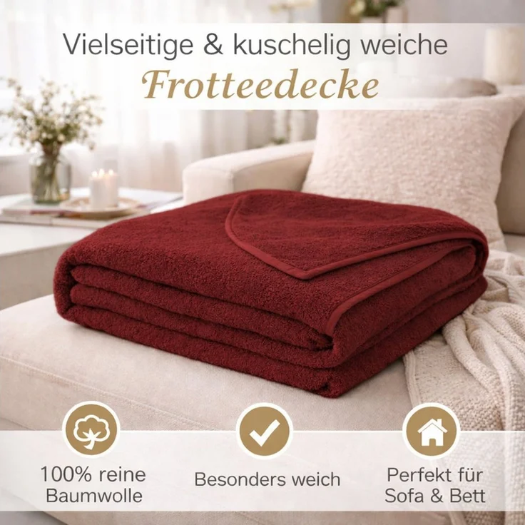 Wohndecke Frotteedecke, KiGATEX, 100% Baumwollfrottee, 150 x 200 cm – Bild 4