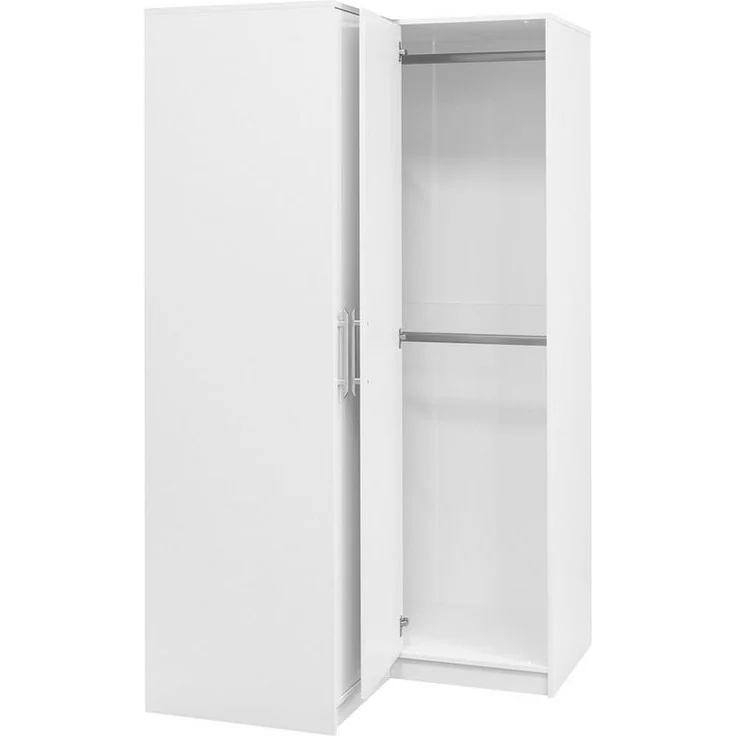 Beautysofa Eckschrank mit 2 Drehtüren, 2 Kleiderstangen und Regale BORA (Weiß) Breite: 108 cm – Bild 2