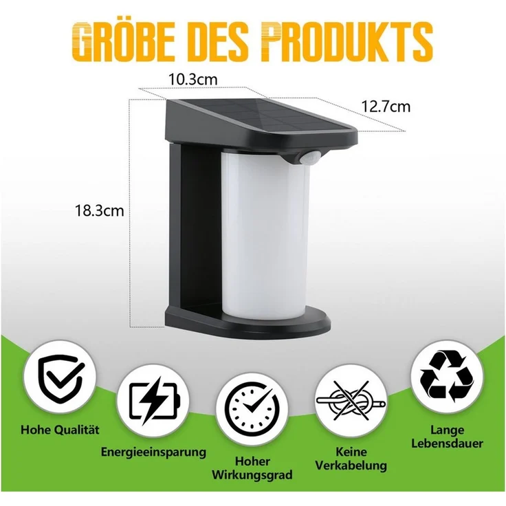Nettlife LED Außen-Wandleuchte mit Bewegungsmelder Solarleuchte Garten 2 Modi Aussenleuchte 3000K, mit Bewegungsmelder, LED fest integriert, Warmweiß, Aussenlampe für Hof Stufen Haustür Flur – Bild 3