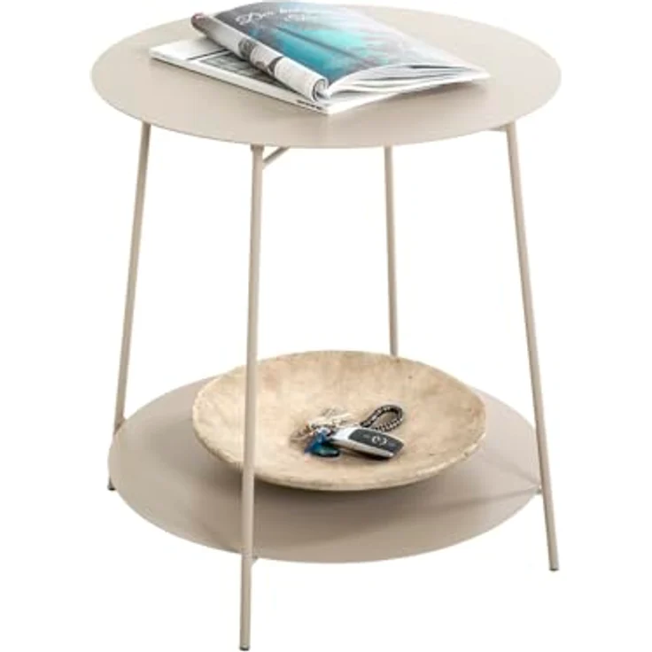 XXXL Beistelltisch, Hellgrau, runder Metalltisch mit 50 cm Durchmesser für das Wohnzimmer – Bild 5