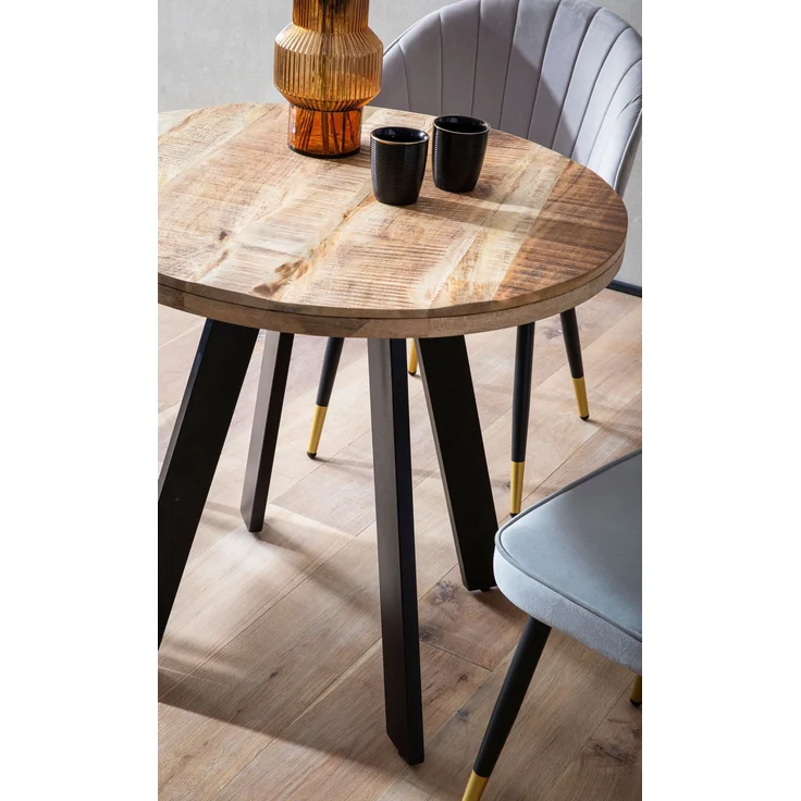 FINEBUY Esstisch FB105152 (80x80x75 cm, Mango Massivholz Rund, Modern), Esszimmertisch Klein, Holztisch Esszimmer Modern – Bild 4