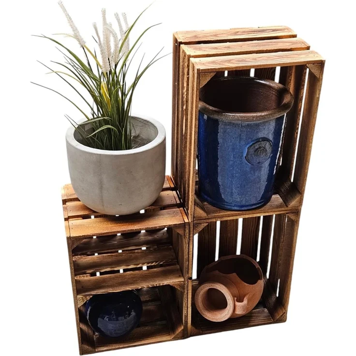 Holzkisten Obstkisten 3 x 40x30x25cm Geflammt Ablage Kurz – Bild 7